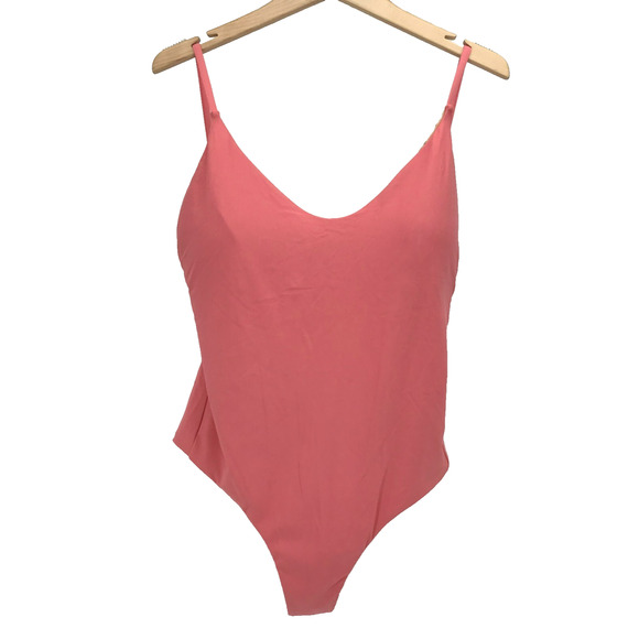 J Crew Annie Ruched Back One-Piece Swimsuit Womens 16 Neon Flamingo H8250 - Picture 1 of 9